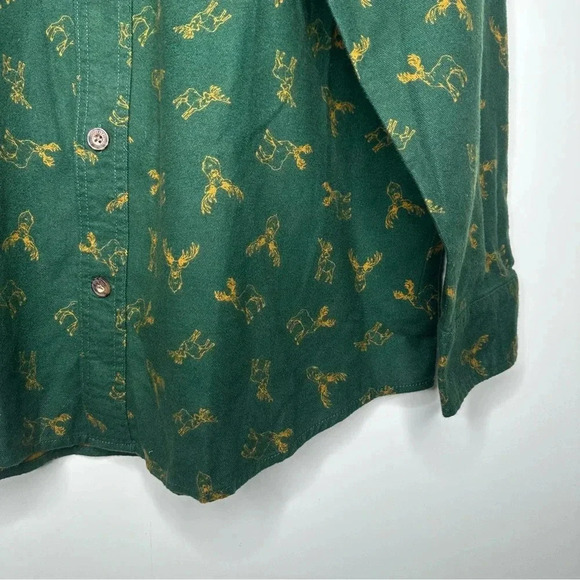 Duluth NEW! Green Moose Print Relaxed Fit Flannel Shirt Size Large - Picture 5 of 11